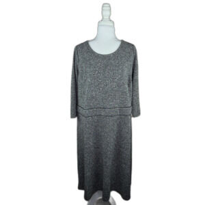 Talbots Heavyweight Black White Flare Boucle Tweed Office Workwear Dress 14W NWT